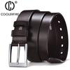 Ремни COOLERFIRE для мужчин, черный и коричневый верхний ремень из натуральной кожи с большой серебряной пряжкой, деловой ремень