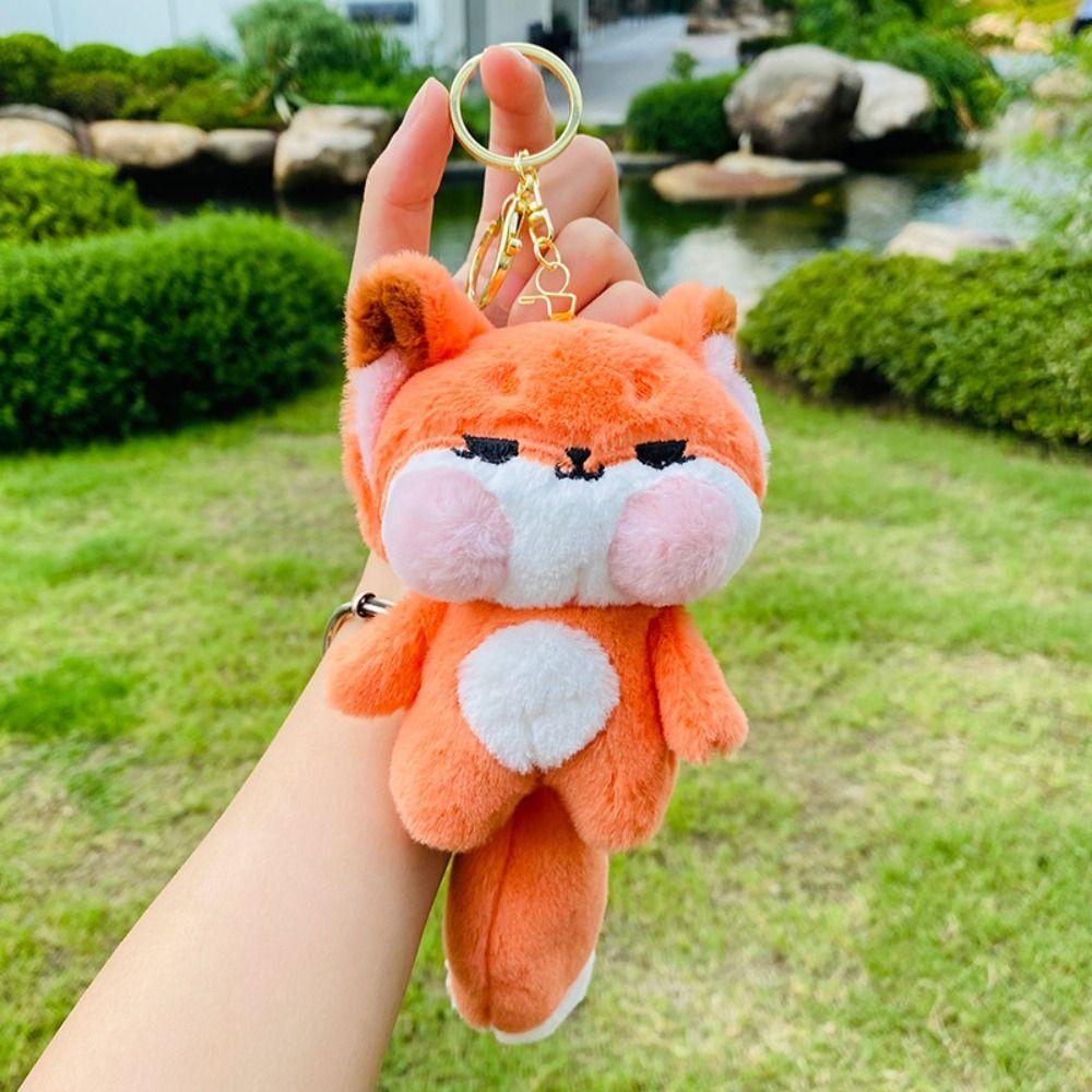 Plush Cartoon Big Tail Orange Car Keychain Cartoon Big Tail Doll Pendant  Kids Children Girls Boys