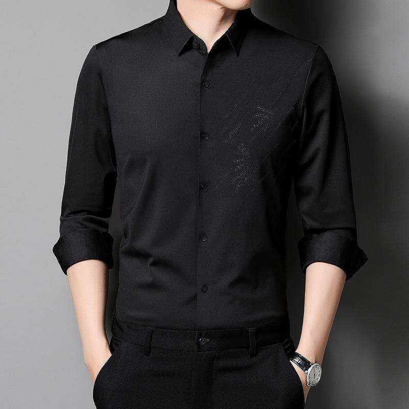 Осенняя деловая мужская рубашка с лацканами, кардиган с длинным рукавом, рубашка в дюймов, базовая рубашка для мужчин среднего возраста, рубашка