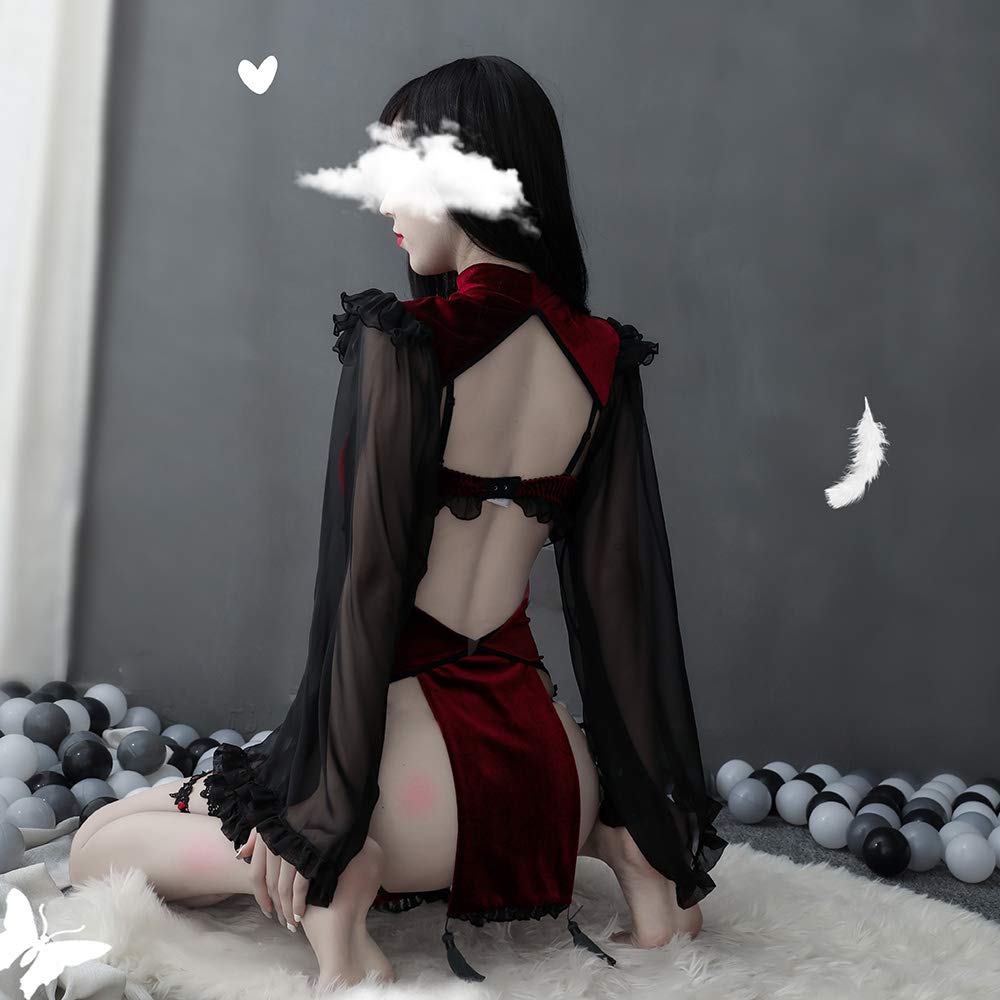 Сексуальный китайский косплей горничной Эротичное непослушное нижнее белье Экстремальный взрослый Милый облегающий китайский китайский наряд Китайская одежда Нижнее белье Бэбидолл Китайское платье