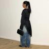 Breathable Drooping Style Blouse Long Sleeve Long Shirt Elegant Irregular Dress  Office Lady