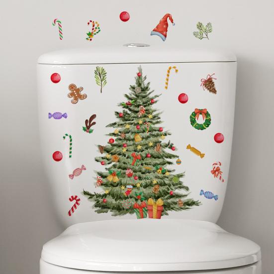 Christmas Snowman Toilet Sticker Fun Xmas Tree Removable Wall Sticker Novelty Home Decoration for Toilet