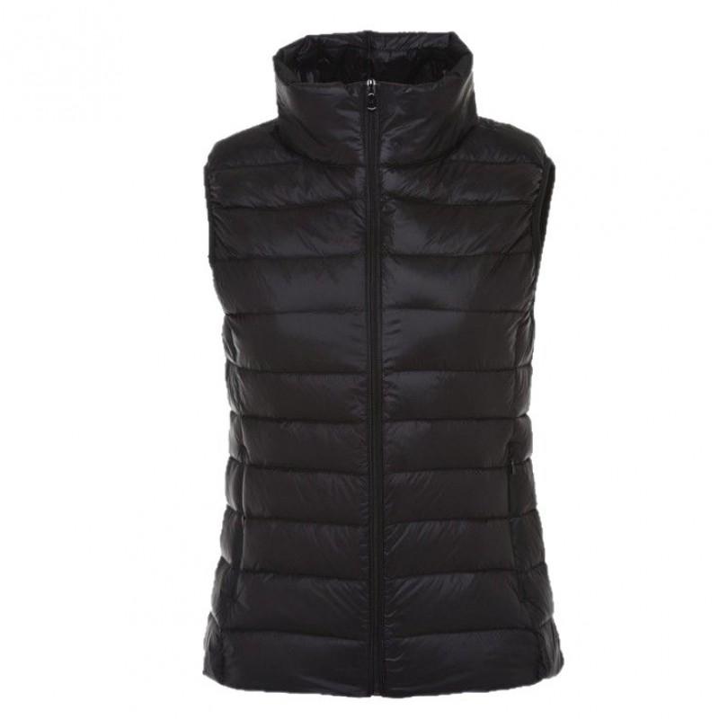Womens Lightweight Down Vest Winter Short Slim Fit Stand Collar Sleeveless Puffer Daily Wear