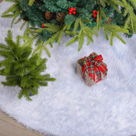 Юбка для елки 36/48/60 дюймов Белая юбка для елки Мягкая пушистая юбка из искусственного меха для принадлежностей для вечеринки «Счастливого Рождества»