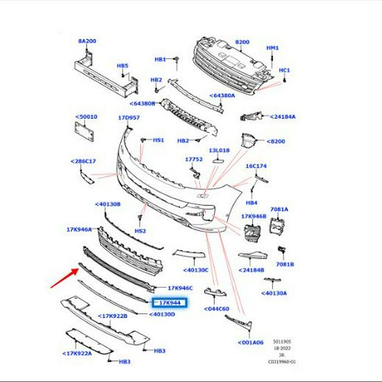 Front Bumper Lower Grille Trim for 2023 Land Rover Range Rover Sport (LR169906)