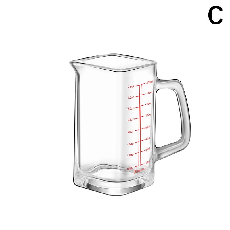 90/120Ml Heat-Resistant Glass Measuring Cup Milk Jigger Glass Ounce Cup With Handle For Espresso Coffee Barista Accessories