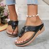 Summer Flip Flops Women Wedges Slippers Fashion Flower Decor Sandals Sexy Open Toe Non-Slip Platform Shoes Black Claquette Femme