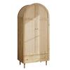 Wardrobe with Drawers, Wood Doors with Linen Fabric Cover, Large Storage Space, Wardrobe Cabinet for Bedroom, Modern Storage Solution