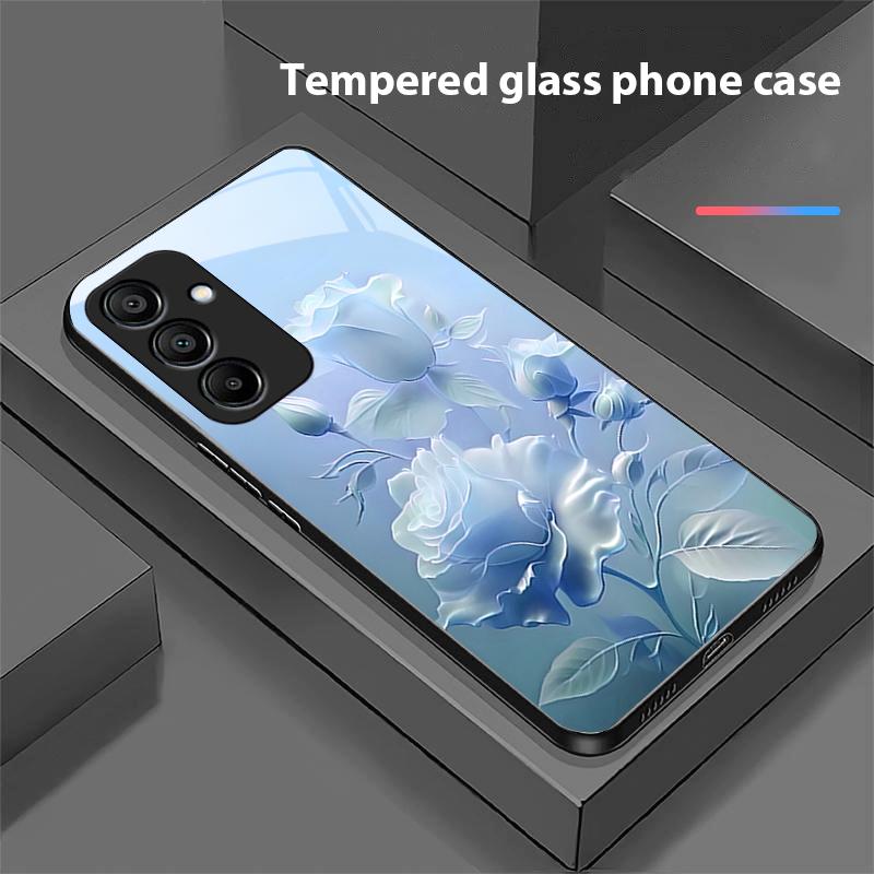 Белый Дым Красная Роза Для Samsung Galaxy A15 5G 54 4G 51 50 24 35 90 71 12 51 53 52S 80 22 34 Черный Чехол для Телефона из Закаленного Стекла