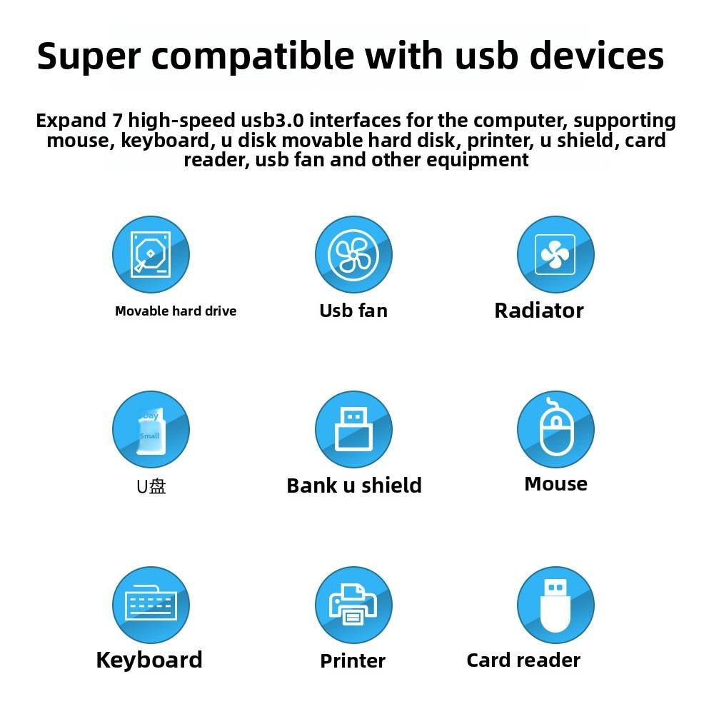 Крутой USB 3.0 концентратор 7 портов алюминиевый сплав разветвитель ПК расширитель высокоскоростная передача данных