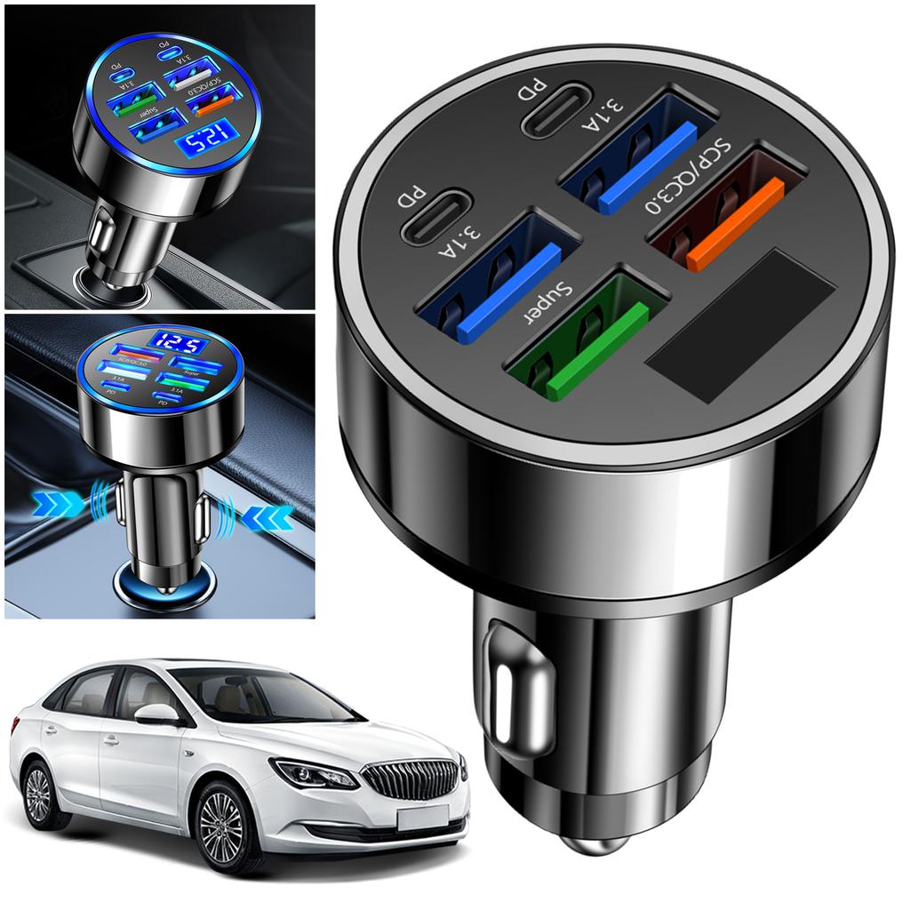 Автомобильное зарядное устройство 100 Вт, 6 портов USB C, адаптер для телефона, 4 USB, 2 PD, адаптер от прикуривателя, автомобильный адаптер для мобильных телефонов, планшетов