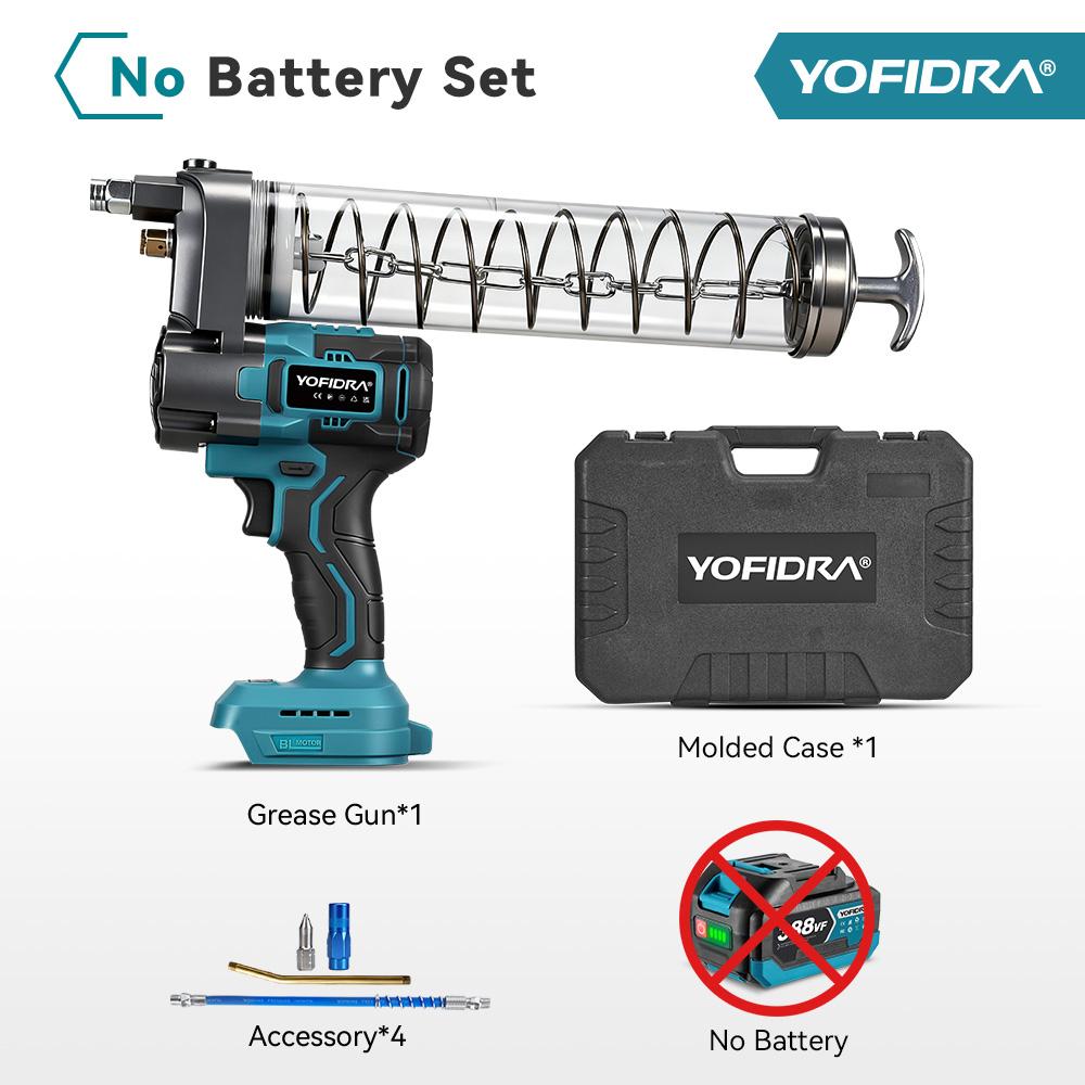 Yofidra Электрический шприц для смазки 15000PSI 103 МПа, Машина для впрыска смазочного масла высокого давления, Шприц для смазки для аккумулятора Makita 18 В, Тип штифта