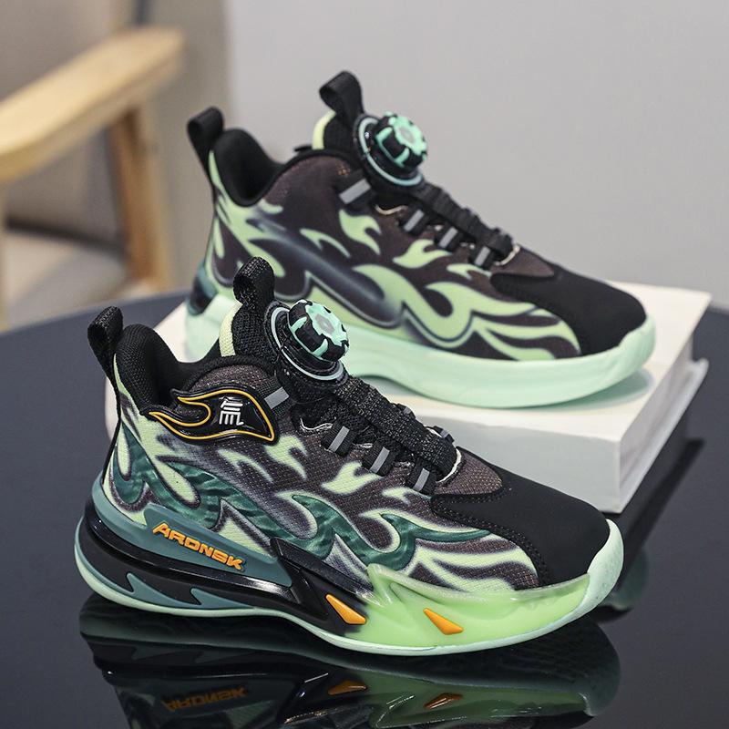 Children's Shoes Boys' Basketball Shoes 2025 Spring New Leather Waterproof Sports Shoes Medium and Older Boys' Running Shoes