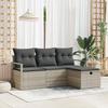 4-piece Garden Sofa Set with Light Grey Cushions Poly Rattan, 2-seater Garden Sofa with Storage 3360483