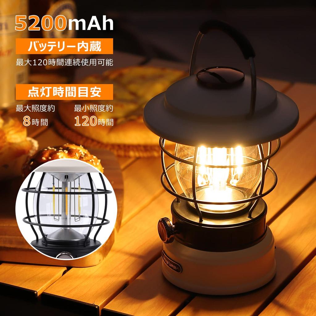 Светодиодный фонарь Litake, перезаряжаемый, ретро-светодиодный фонарь, плавная регулировка яркости, 3 цвета, переключение, 5200 мАч, 600 лм, 120 часов, свет для кемпинга, предотвращение стихийных бедствий