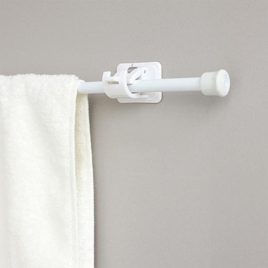 Curtain Rod No Drilling Self Adhesive Telescopic Drapery Rod Anti-slip Anti-rust Bedroom Kitchen Curtain Rod Holders Clothes Drying Rod