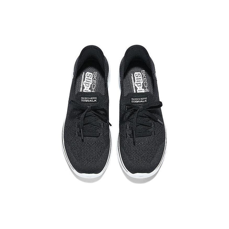 Skechers Удобная Мягкая Подошва Легкая Ткань Дышащие Амортизация Поддержка Низкие Повседневные Беговые Кроссовки Женские кеды Черный 125213-BKAQ