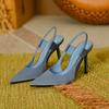 Pmwrun  Summer New Brand Women Slingback Sandals Pointed Toe Slip On Thin High Heel Ladies Elegant Pumps Shoes
