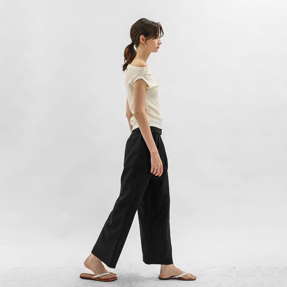 WEDNESDAY DELIGHT Wd_Overlap Waist Wide Pants_Black