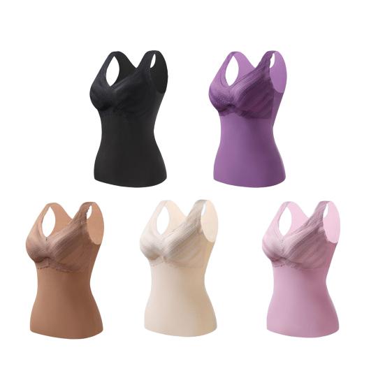 Жилет с V-образным вырезом без рукавов с нагрудными вкладышами, нижнее белье, жилет, бесшовный, бархатная подкладка