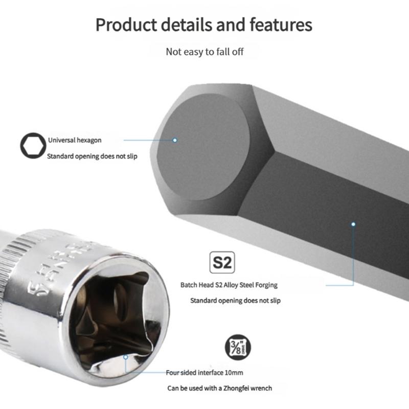 20PC Practical Extra Deep Hex Bit Sockets Set 3/8" Drive Includes Metric 3 12mm British 1/8 7/16" With Storage Case