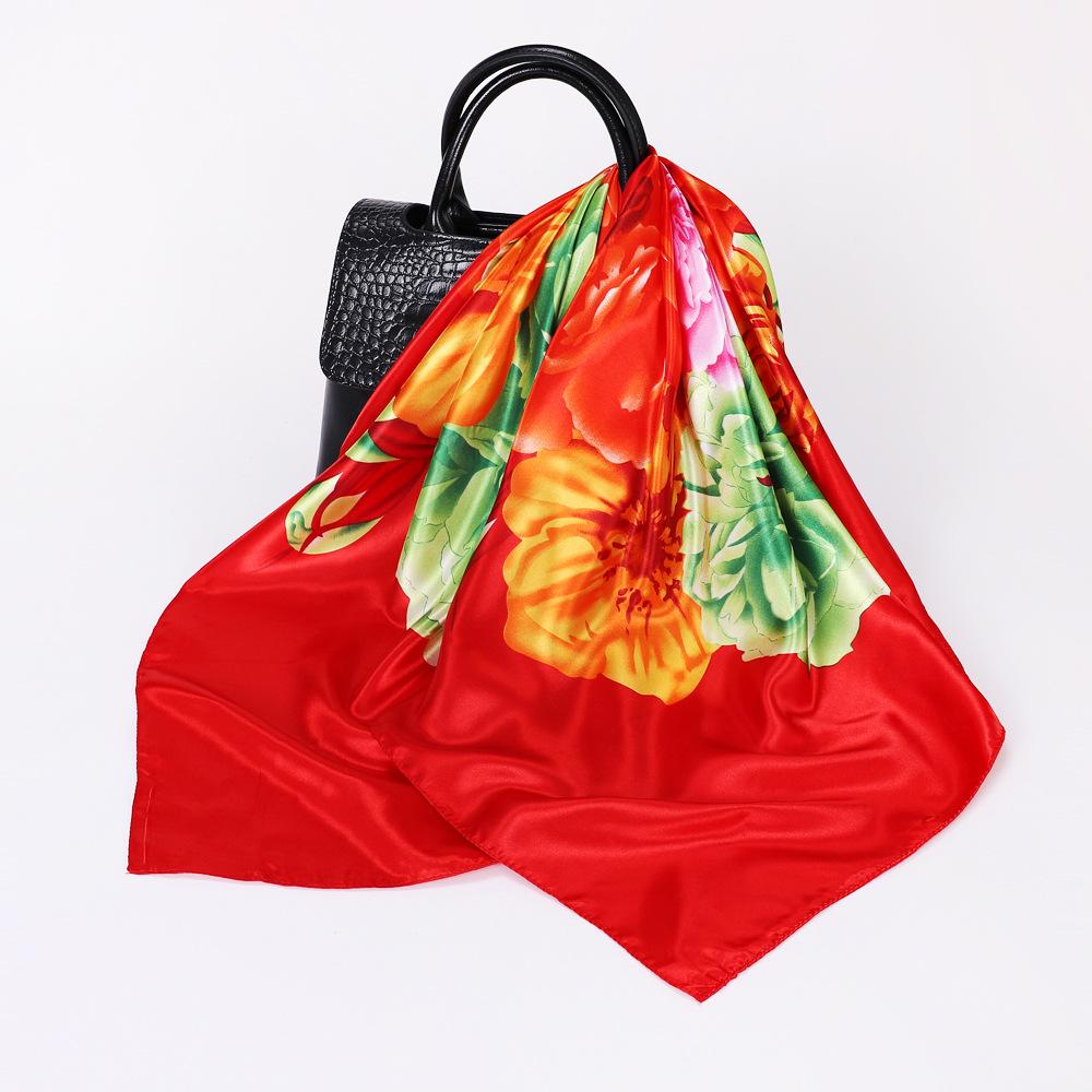 Шелковый шарф с тюрбаном и принтом. Шелковый квадратный шарф. Большой квадратный шарф 90 см. Женский солнцезащитный шарф-шаль.