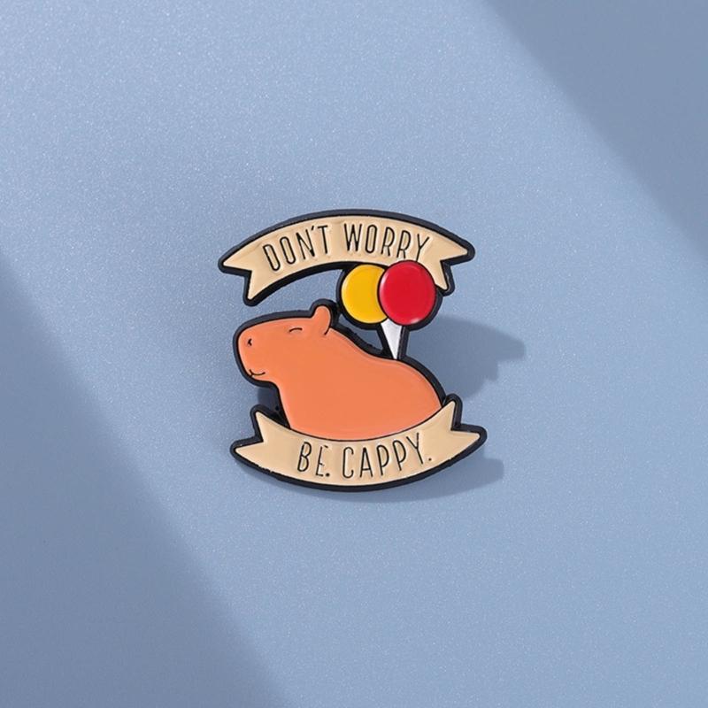 Эмалевый значок на заказ Смешные животные Буквы Броши Шляпа Рубашка Лацкан Сумка Значок Мультяшный Капибара Значок Ювелирное украшение Подарок для друзей