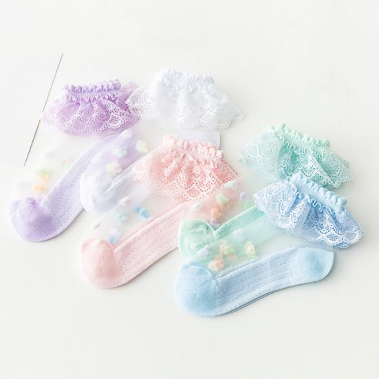 5 Pairs Baby Socks Super Soft Wear Resistant Cotton Infant Lace Socks Turn Cuff Ruffle Princess Socks
