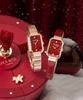 Lollalojeu Ms Lola Carnelian Red Women'S Metal Watch Leather Strap Set