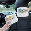 Cute Cartoon Plush Color Flowers Car Headrest Tissue Box Paper Tower Holder Auto Visor Hanging Organizer Styling Car Accessories