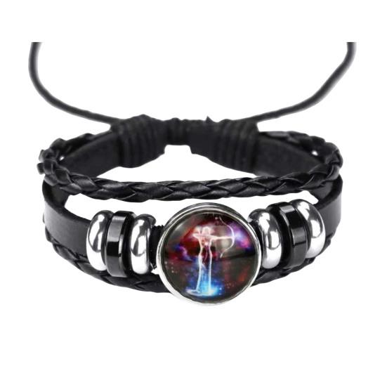 Браслет-унисекс Constellation, многослойный, плетеный, из искусственной кожи, регулируемый, сплав, светится ночью