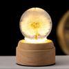 Ночной светильник в виде хрустального шара «Одуванчик» с 3D-резьбой и основанием из цельного дерева