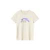 X Snoopy Collaboration Lifestyle Series Cartoon Logo Print Sports Round Neck Short Sleeve T Shirt Women Tops Beige 962129143-4