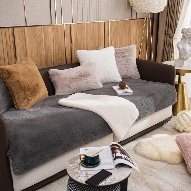 Зимняя толстая бархатная подушка для дивана с кроликом, супер мягкий шезлонг, чехол для дивана, полотенце, нескользящие чехлы для дивана, домашний декор