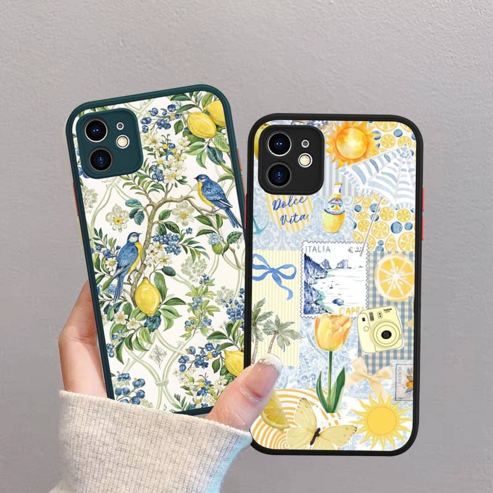 Simple Fresh Lemon Style Phone Case For IPhone 16e 16 15 14 13 12 11 Pro Max X XS MAX Plus Spuerstar Matte Cover