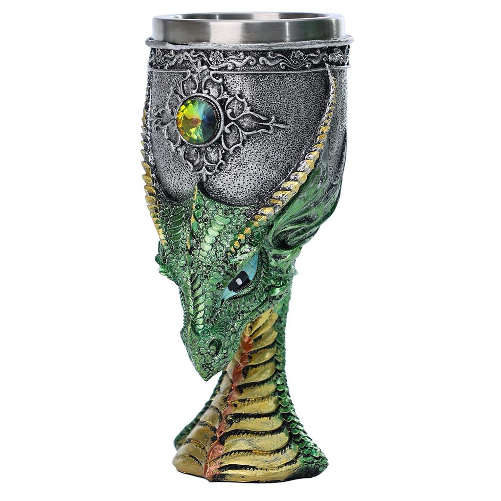 2026 Viking Ship Drakkar Fly Dragon Skull Goblet Stainless Steel Insert Halloween Wine Glass Retro Skull Chalice Cup Shot Glass