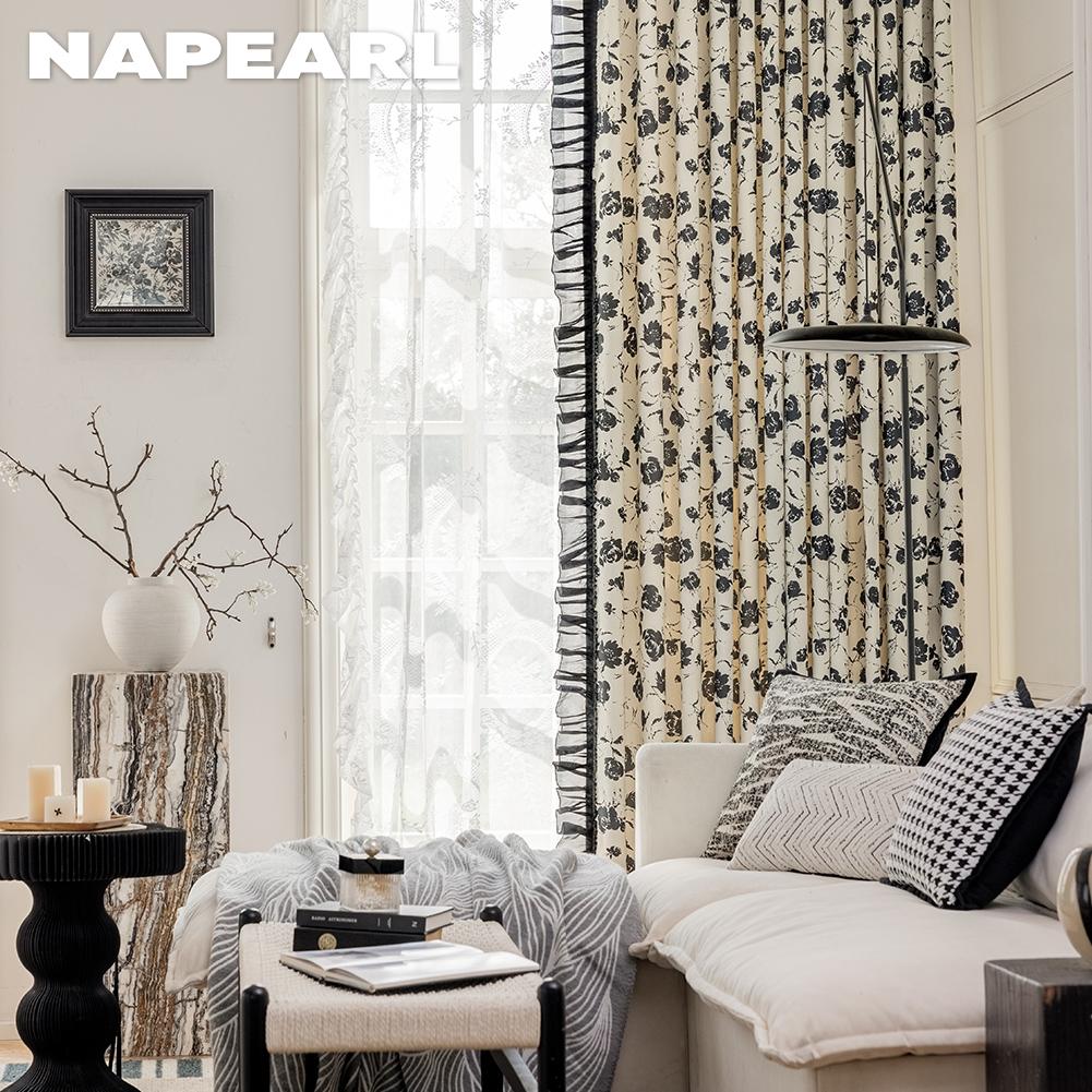 1 шт. NAPEARL 70-80% затемнение романтический французский рисунок розы оборки удобные шторы для спальни гостиная домашний декор