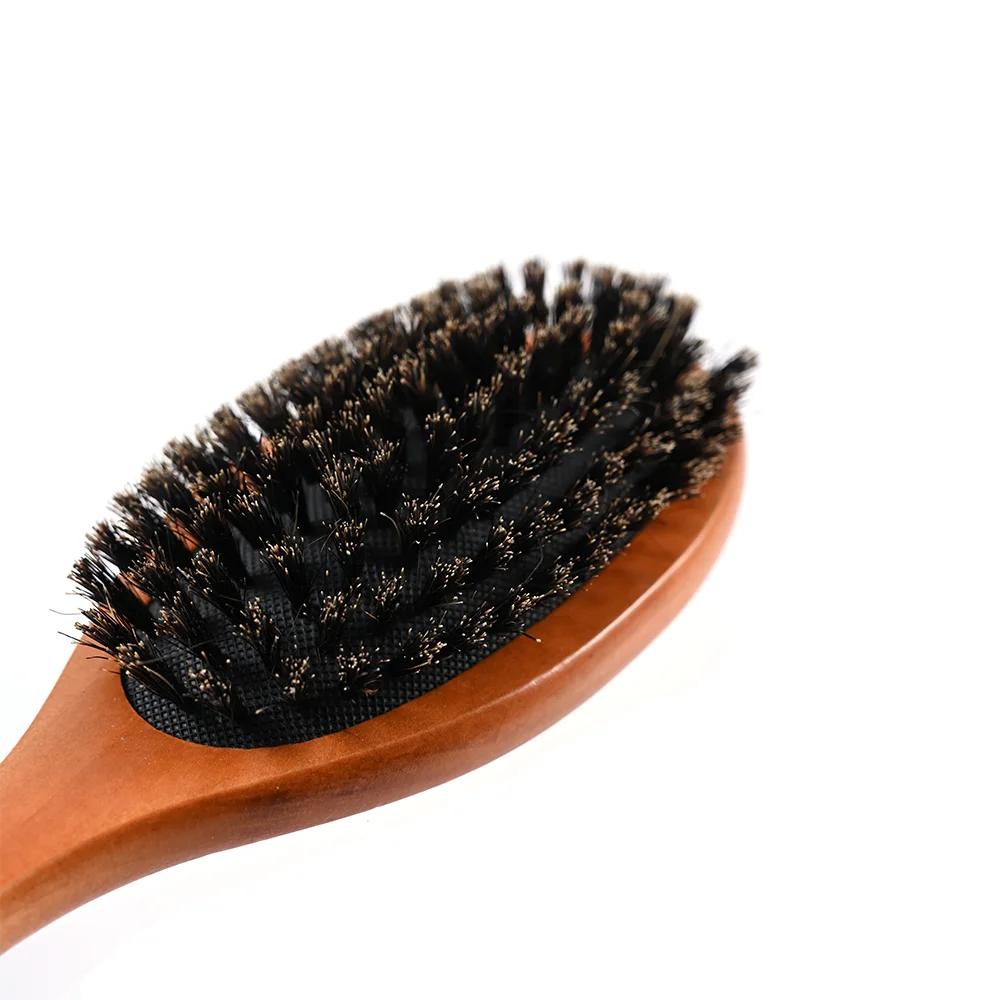 Natural Boar Bristle Hairbrush Massage Comb Smooth Hair Airbag Wooden Comb Smooths Frizz Anti -Static Hair Comb Styling Tool