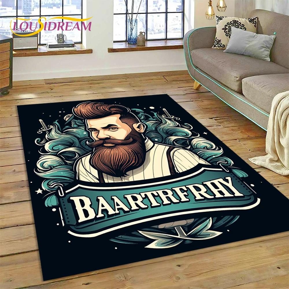 Модный логотип парикмахерской Череп Винтажный ковер-циновка для спальни, гостиной, дома, украшение для дивана, большой игровой коврик для ребенка