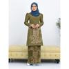 Summer New Army Green Floral Print Pattern Kurung Pahang Women Muslim Suit Comfortable and Elegant Women Eid Wear Women Two Piece Suit