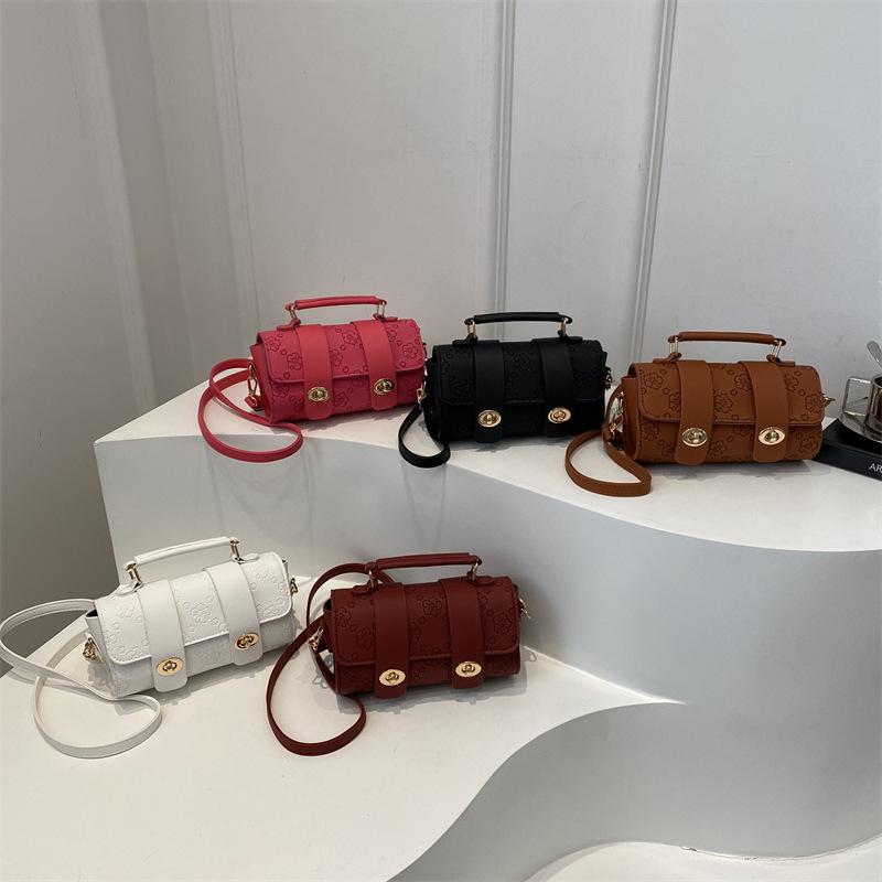 Зимняя Новая Модная Сумка Кроссбоди Тисненая Текстура Сумка Через Плечо Нишевая Ретро Цилиндрическая Сумка Тоут Кошелек Для Женщин KTY