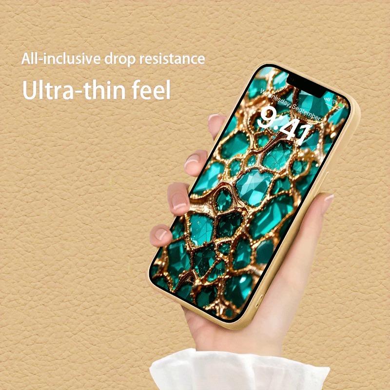 Креативный чехол для телефона из стекла с узором из нефрита и золота, золотая металлическая краска, для iPhone 11 12 13 14 15 16 17 Pro Max 14 Plus 17Air 16E