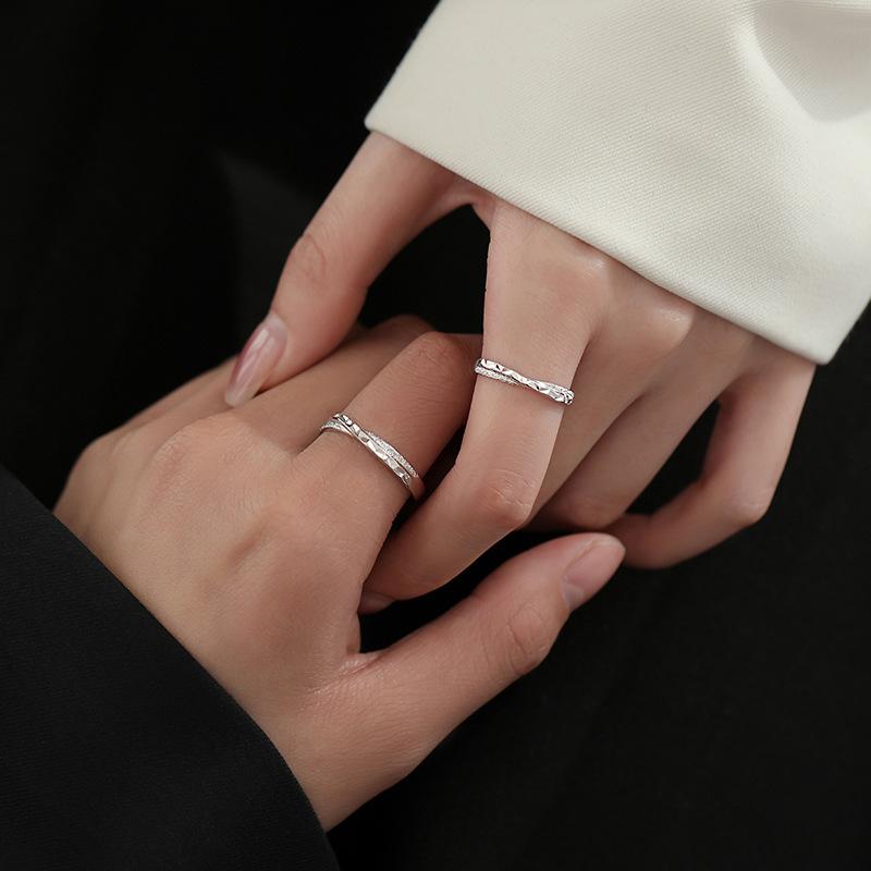 Star Sea Pair Ring Simple Couple Long-Distance Love Men And Women Open Valentine'S Day Ring Gift Glitter Plain Ring Ring Ring