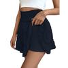 Women's Comfortable Casual Vacation Style Pleated Lotus Leaf Skirt Solid Color Elastic Waist Anti Glare Half Skirt for Women
