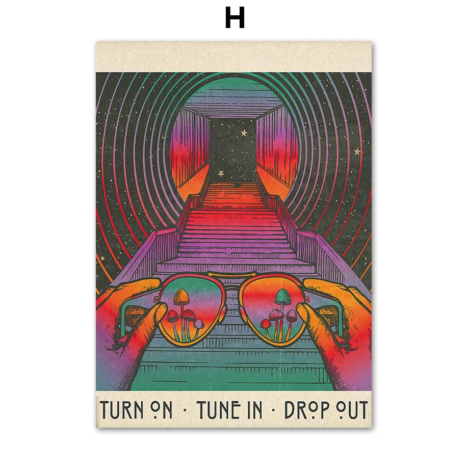 Психоделический глаз гриб рок-группа ретро бохо настенное искусство скандинавские постеры картины на холсте принты настенные картины для декора гостиной
