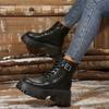 Large Size Platform Casual Short Boots for Women's Autumn and Winter New Heightening British Locomotive Short Boots Martin Boots for Women