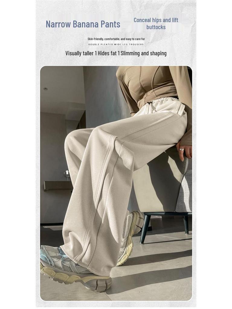 Women's High Waist Slim Fit Wide Leg Straight Winter Pants