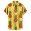 Men's Spring Summer Casual Fruit Printing Hawaiian Lapel Short Sleeve Men's Shirt Men's Top