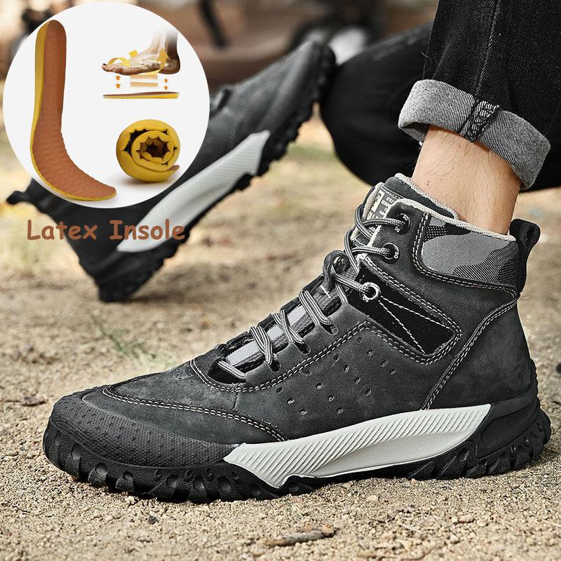 Мужские хлопковые ботинки с высоким берцем; повседневная уличная обувь; обувь для пешего туризма.