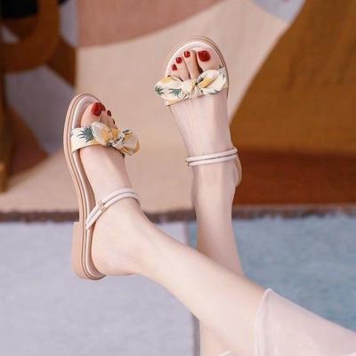 Крутые тапочки женские носок внутренняя высота увеличение плоская подошва бабочка стразы пряжка рукав носок низкий каблук уличная обувь однословные шлепанцы